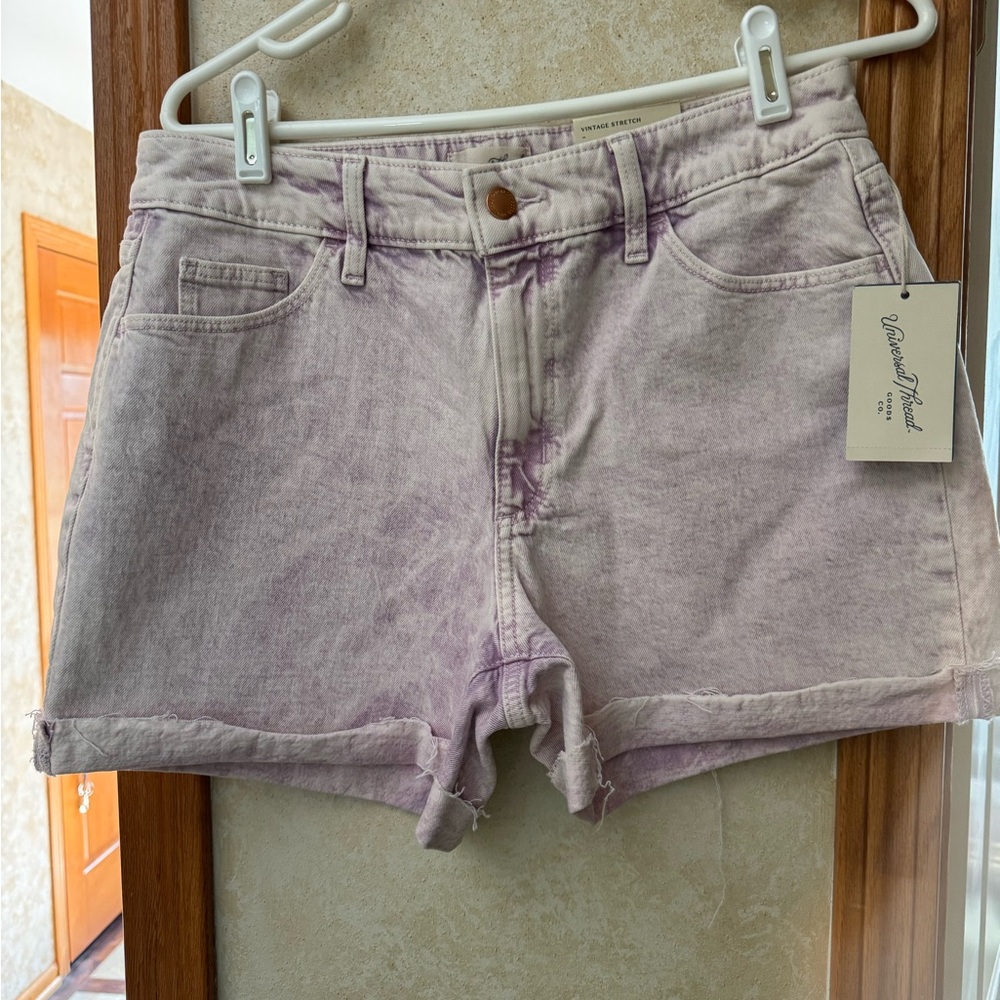 Universal Thread Purple Jean Shorts Mid-Rise Relaxed Fit